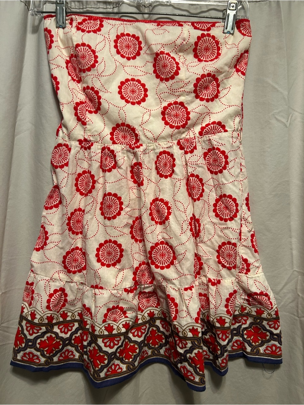 Strapless Red Floral Top